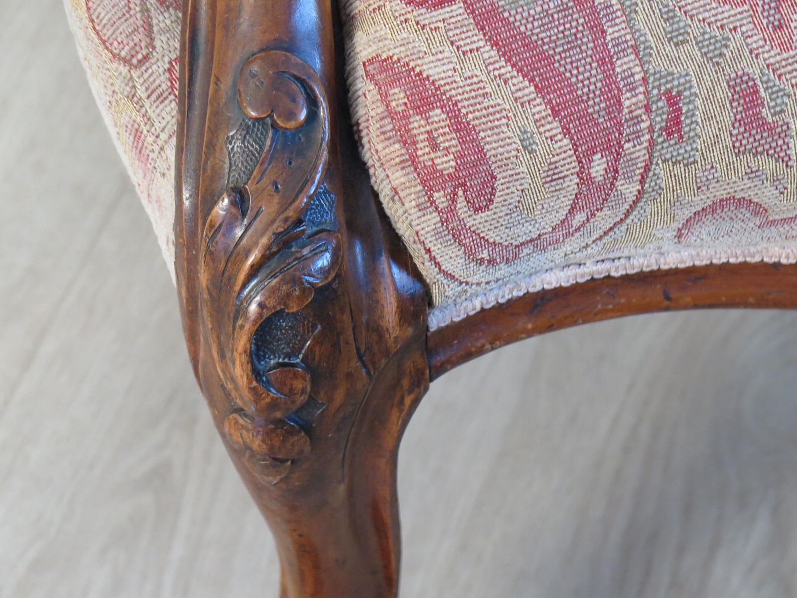 Furniture Mid 19th Century Spoon Back Open Armchair Walnut, English Victorian Circa 1850 photo