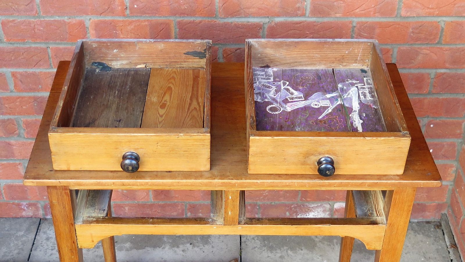 photo buy Georgian Solid Pine Side Table 2 Drawers, Circa 1790