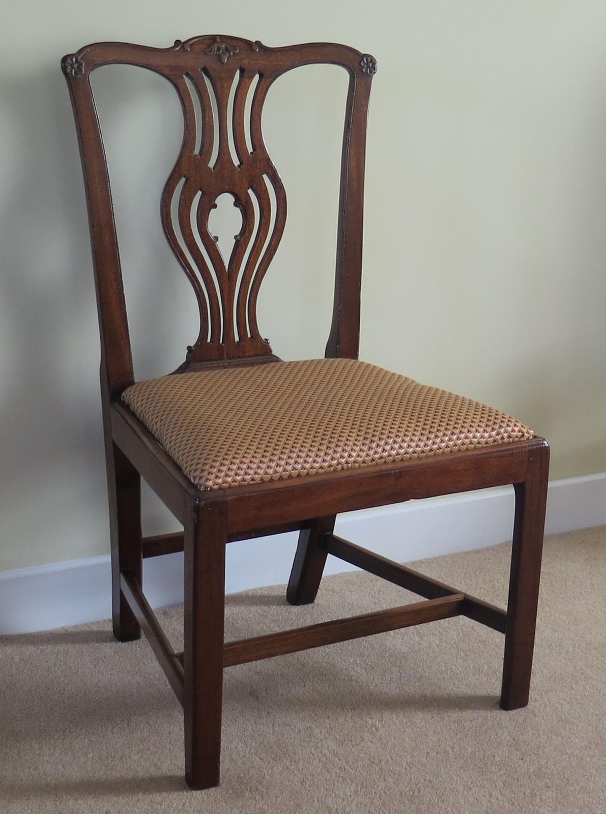 George 111 Mahogany Chippendale Dining Chair Reupholstered, Circa 1760 photo furniture