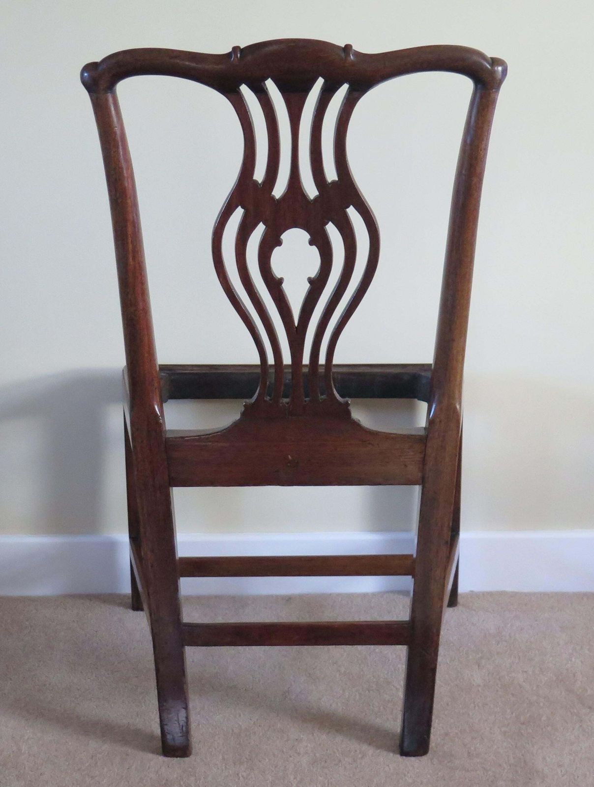 Furniture George 111 Mahogany Chippendale Dining Chair Reupholstered, Circa 1760 photo