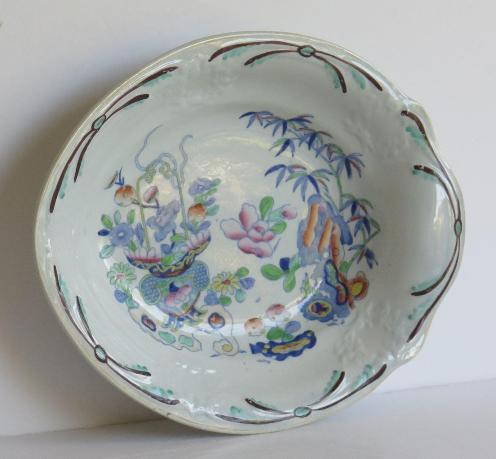 Georgian Dish By Stephen Folch Bamboo & Basket Pattern Royal Arms Mark, Ca 1825 photo 199.0