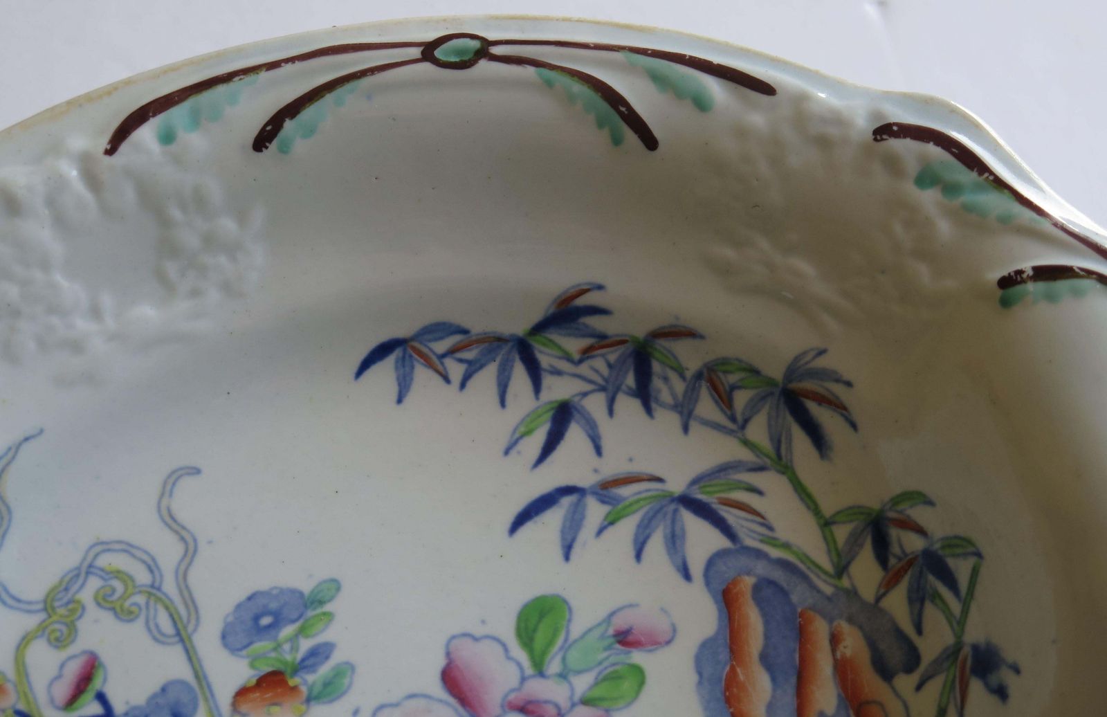Home Decor Georgian Dish By Stephen Folch Bamboo & Basket Pattern Royal Arms Mark, Ca 1825 photo
