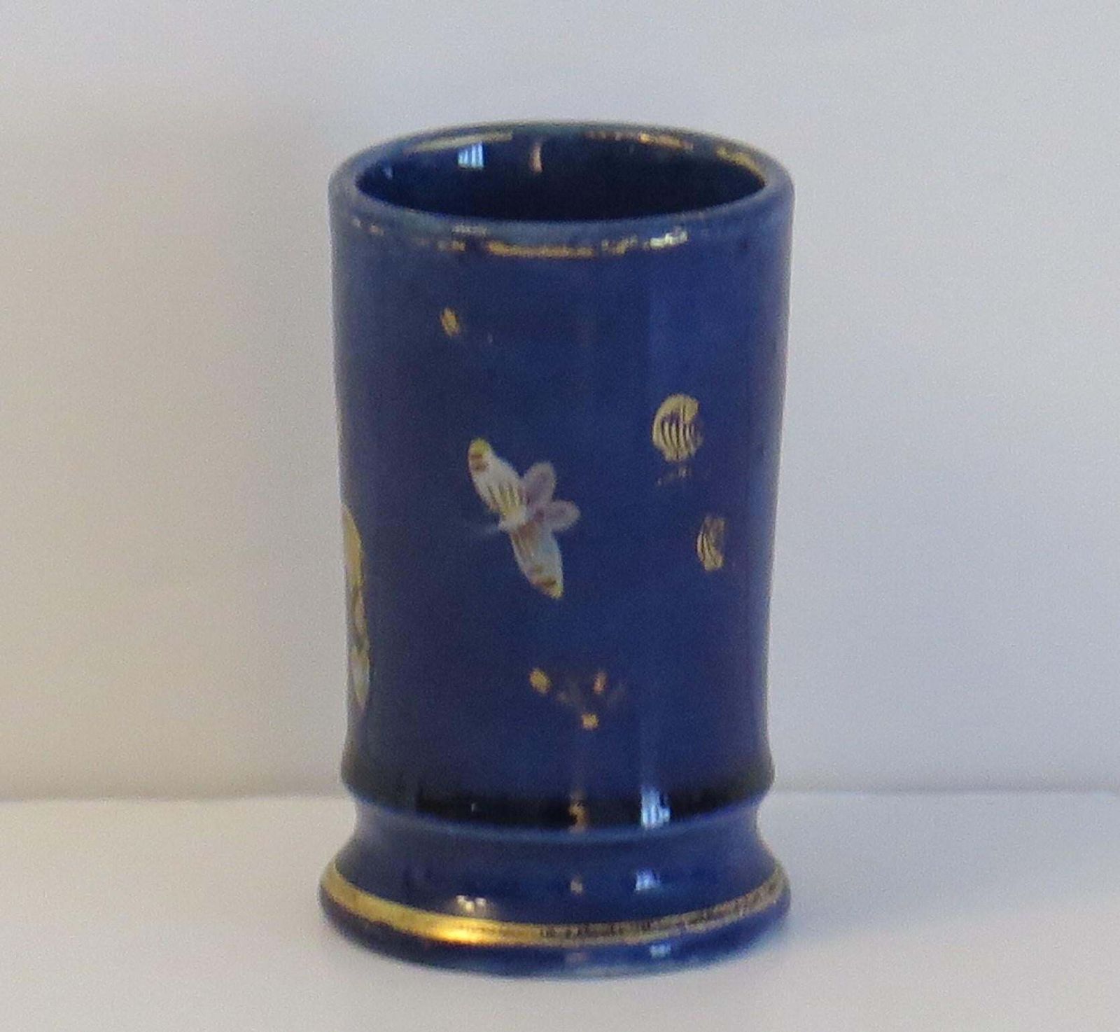 Rare Georgian Masons Ironstone Spill Vase In Mazarine Butterflies Ptn, Ca 1818 photo 178.0