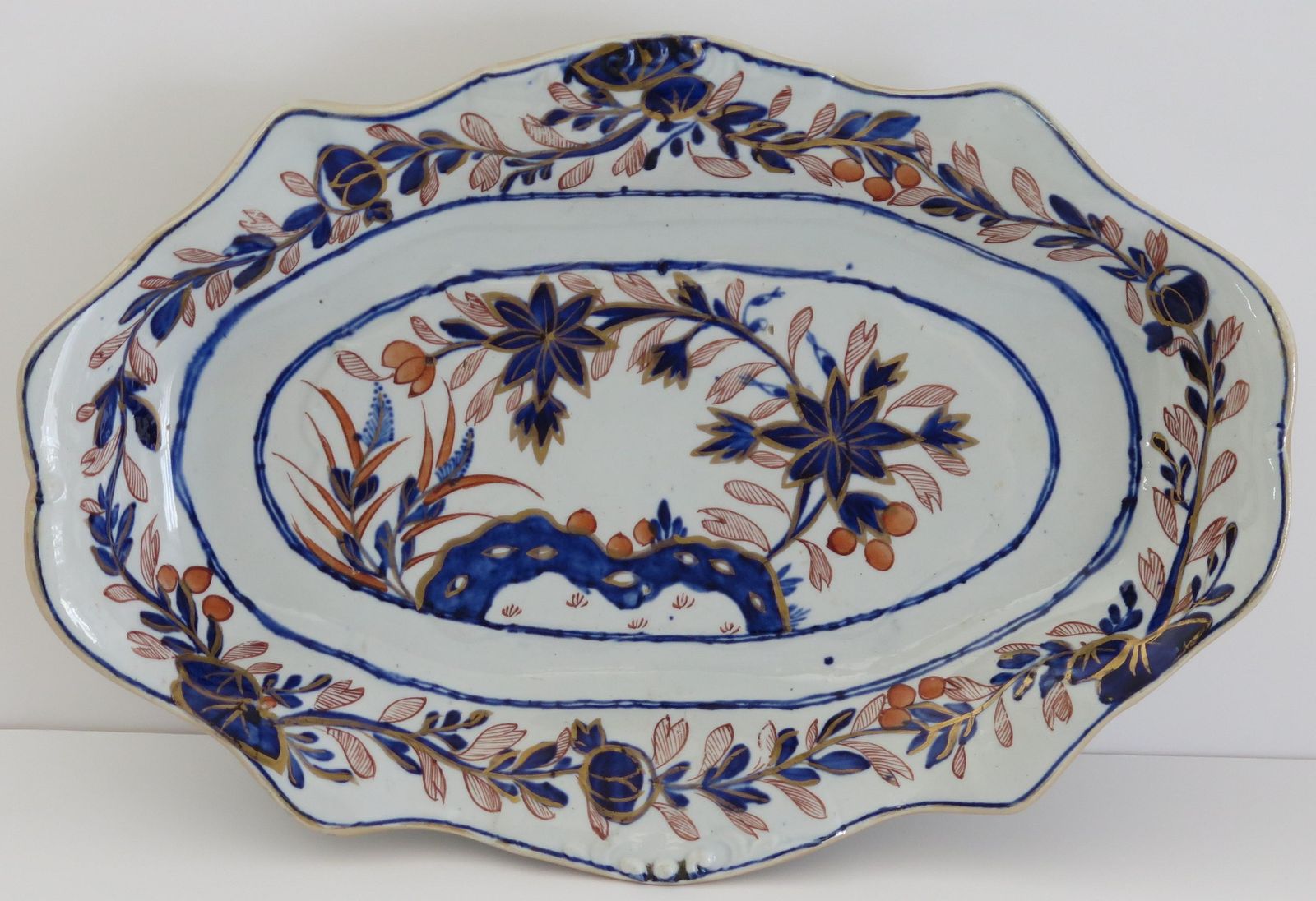 Georgian Mason's Ironstone Serving Platter Rock, Leaves And Flowers Ptn, Ca 1818 photo for sale