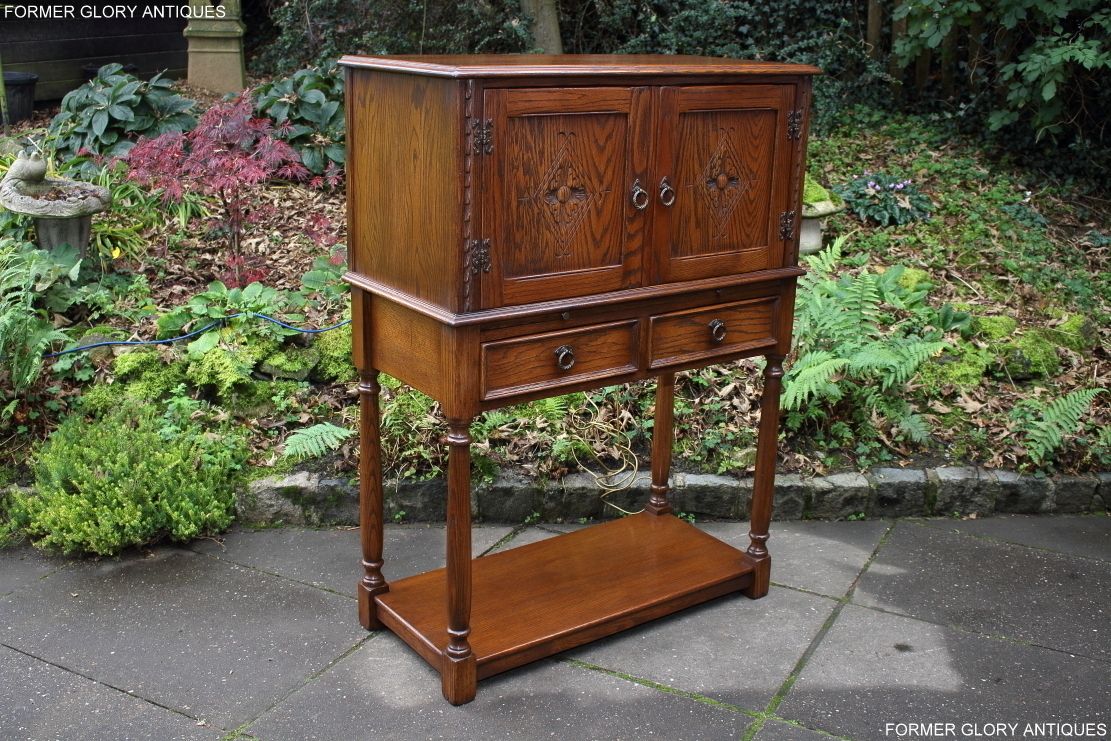 A Jaycee Autumn Gold Carved Oak Drinks / Cocktail / Wine Cabinet photo for sale