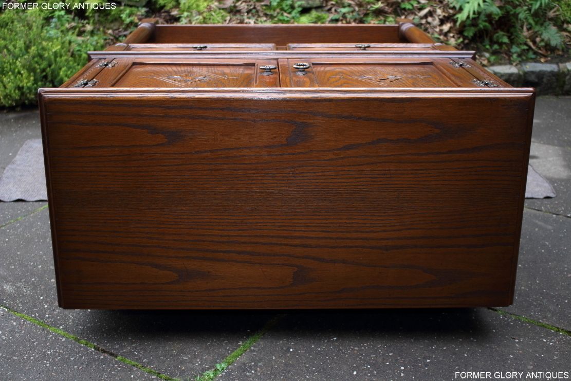 A Jaycee Autumn Gold Carved Oak Drinks / Cocktail / Wine Cabinet photo vintage
