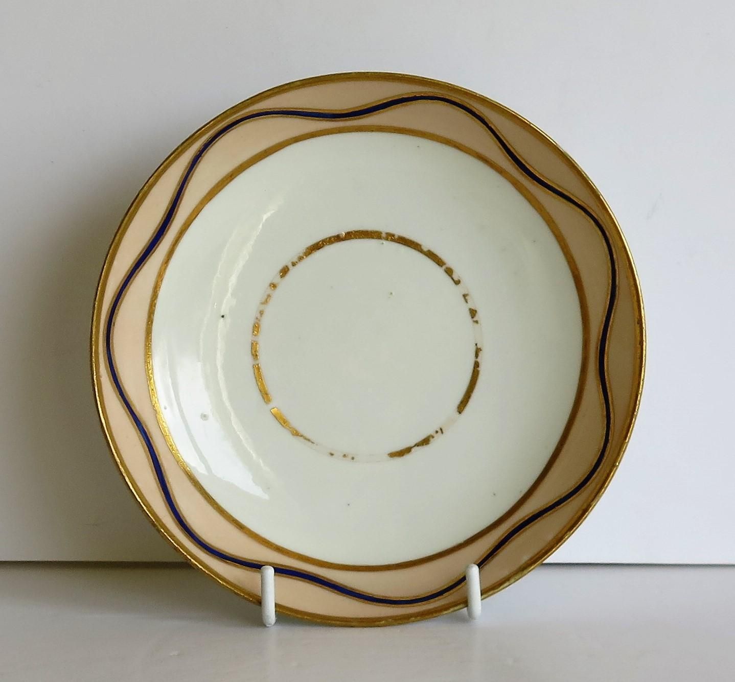 photo for sale Early Derby Porcelain Cup & Saucer Rare Pattern 128 Puce Crown Marks, Circa 1795