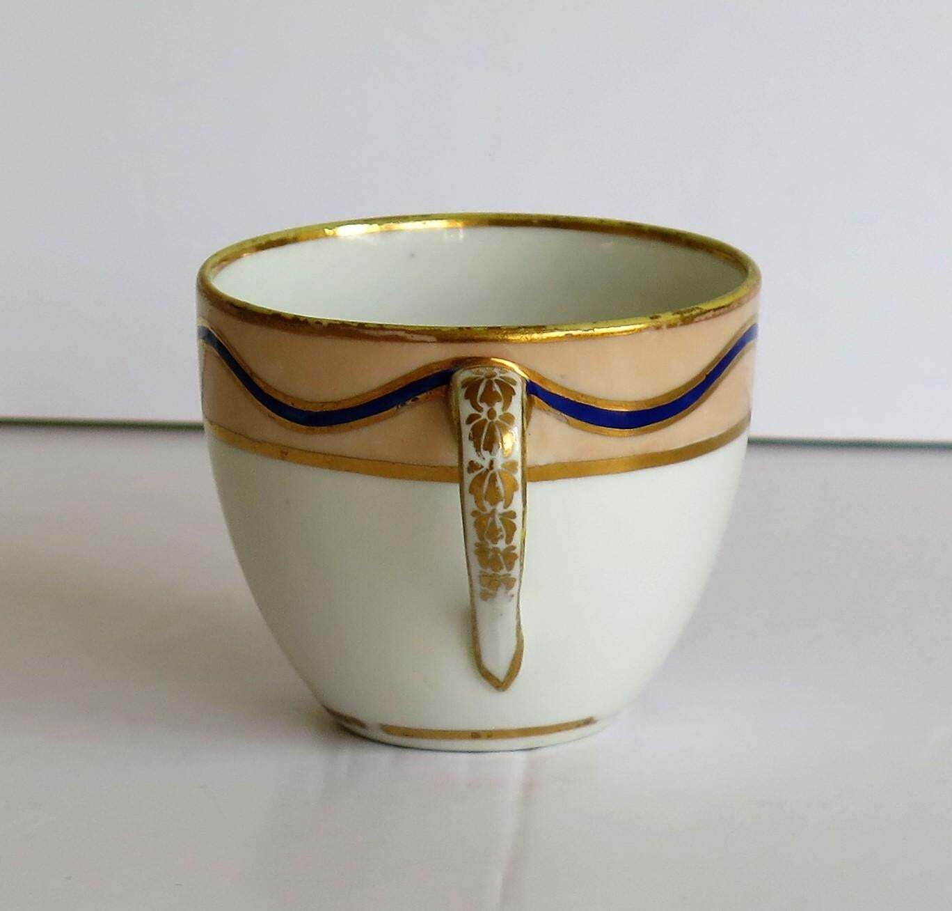 301.0 Early Derby Porcelain Cup & Saucer Rare Pattern 128 Puce Crown Marks, Circa 1795 photo