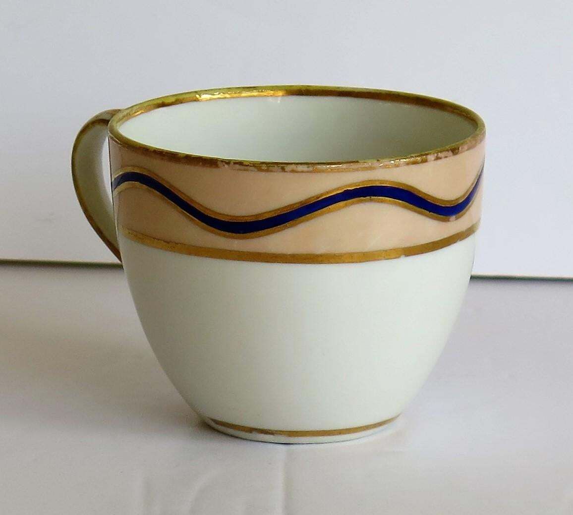 photo buy Early Derby Porcelain Cup & Saucer Rare Pattern 128 Puce Crown Marks, Circa 1795