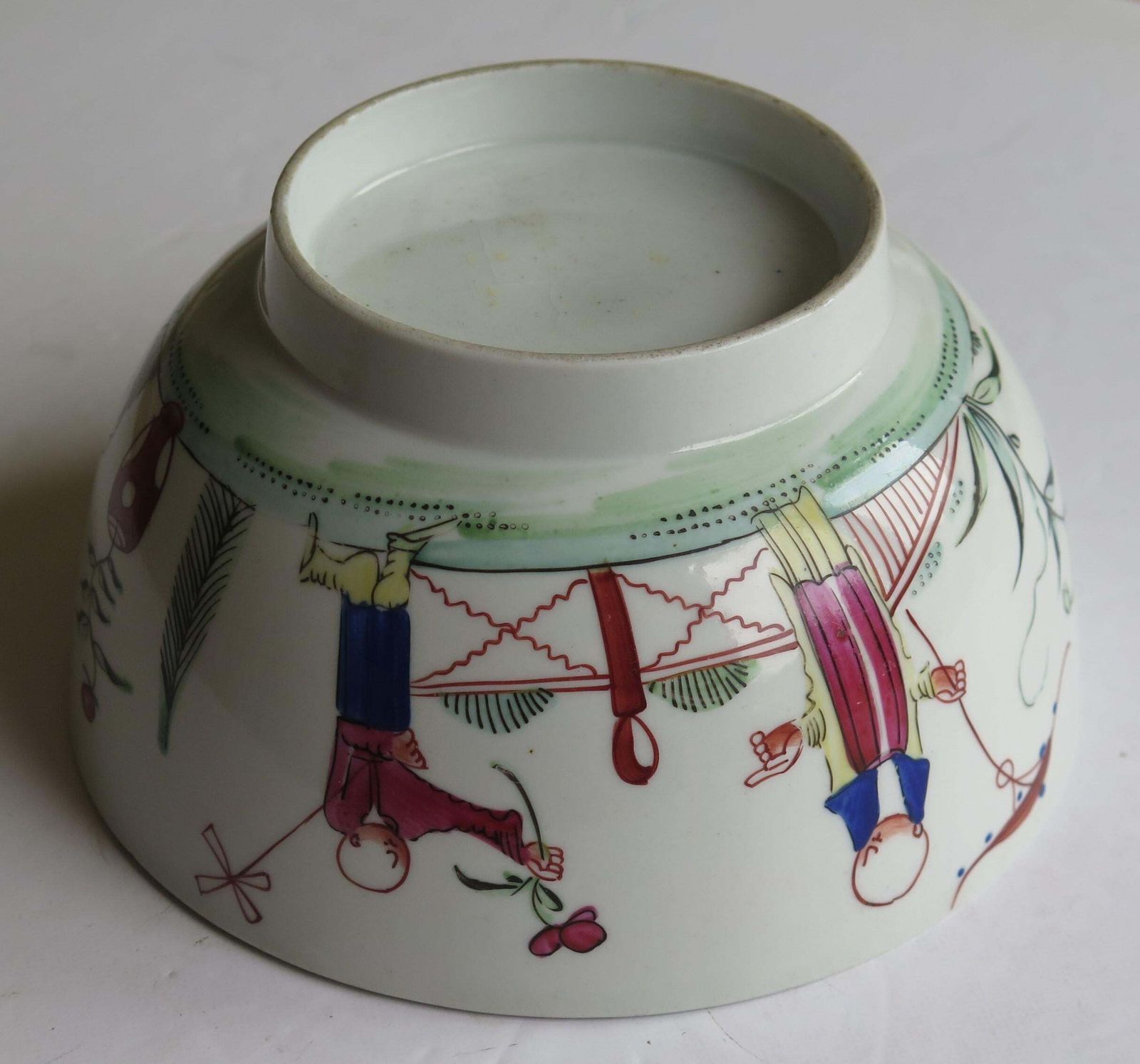 photo vintage Georgian New Hall Porcelain Bowl Lady With Parasol Pattern No. 20, Circa 1790