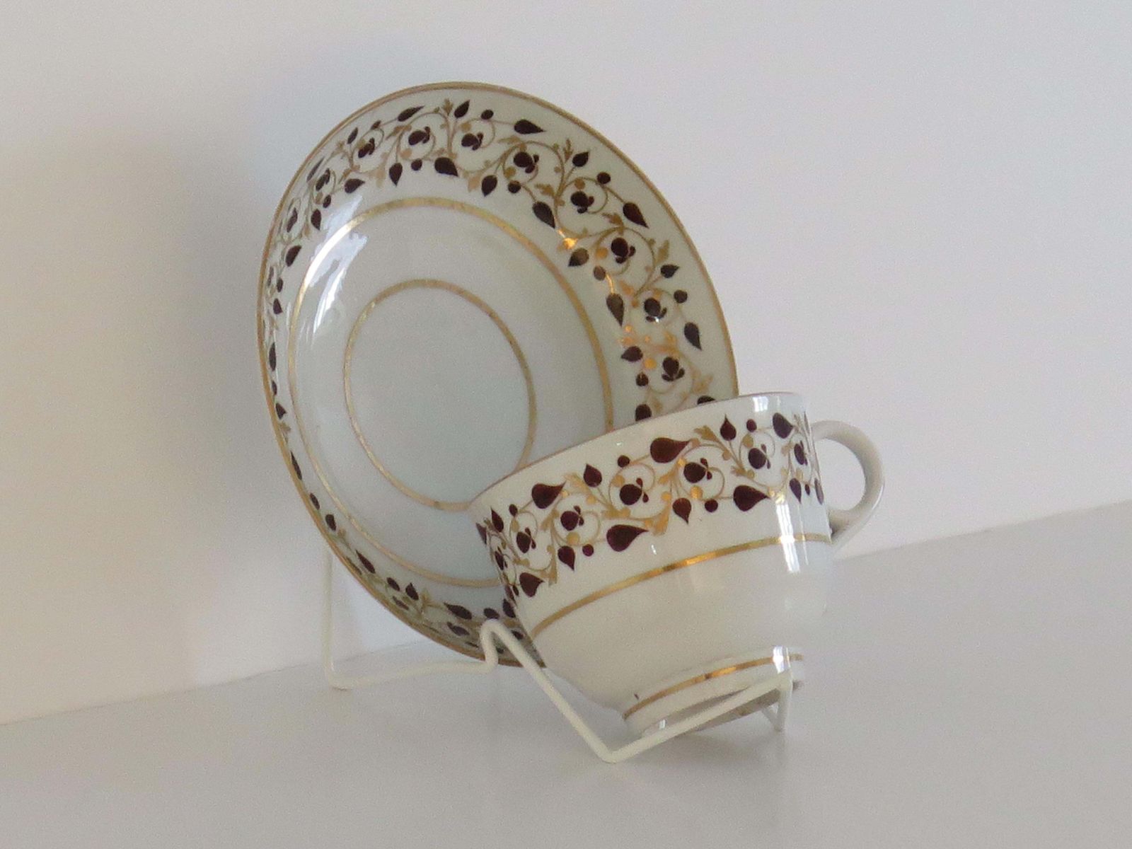 Worcester Barr Flight & Barr Period Porcelain Tea Cup & Saucer Duo, Circa 1810 photo Home Decor