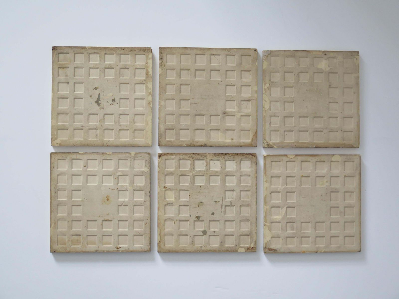 photo furniture Set Of Six Ceramic Wall Tiles Pineapple Vase Pat'n 6 Inches Square,  Circa 1960