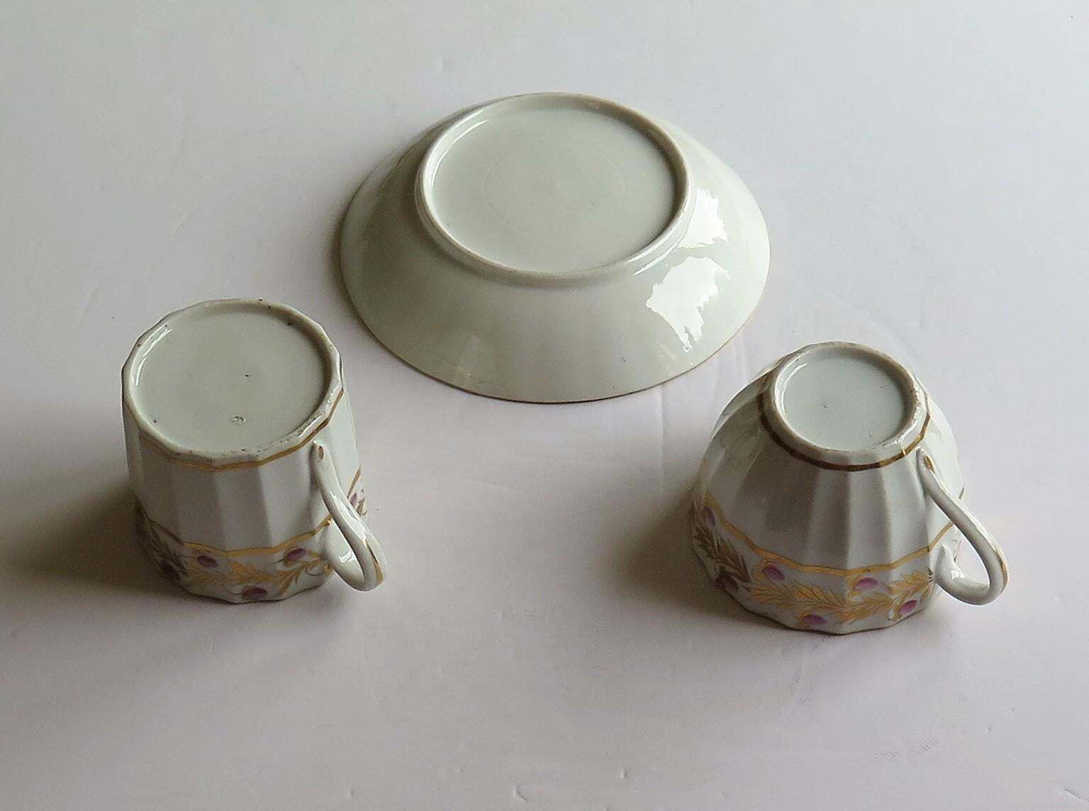 photo buy Georgian Coalport Porcelain Trio Hand Painted And Gilded, Circa 1790 1800