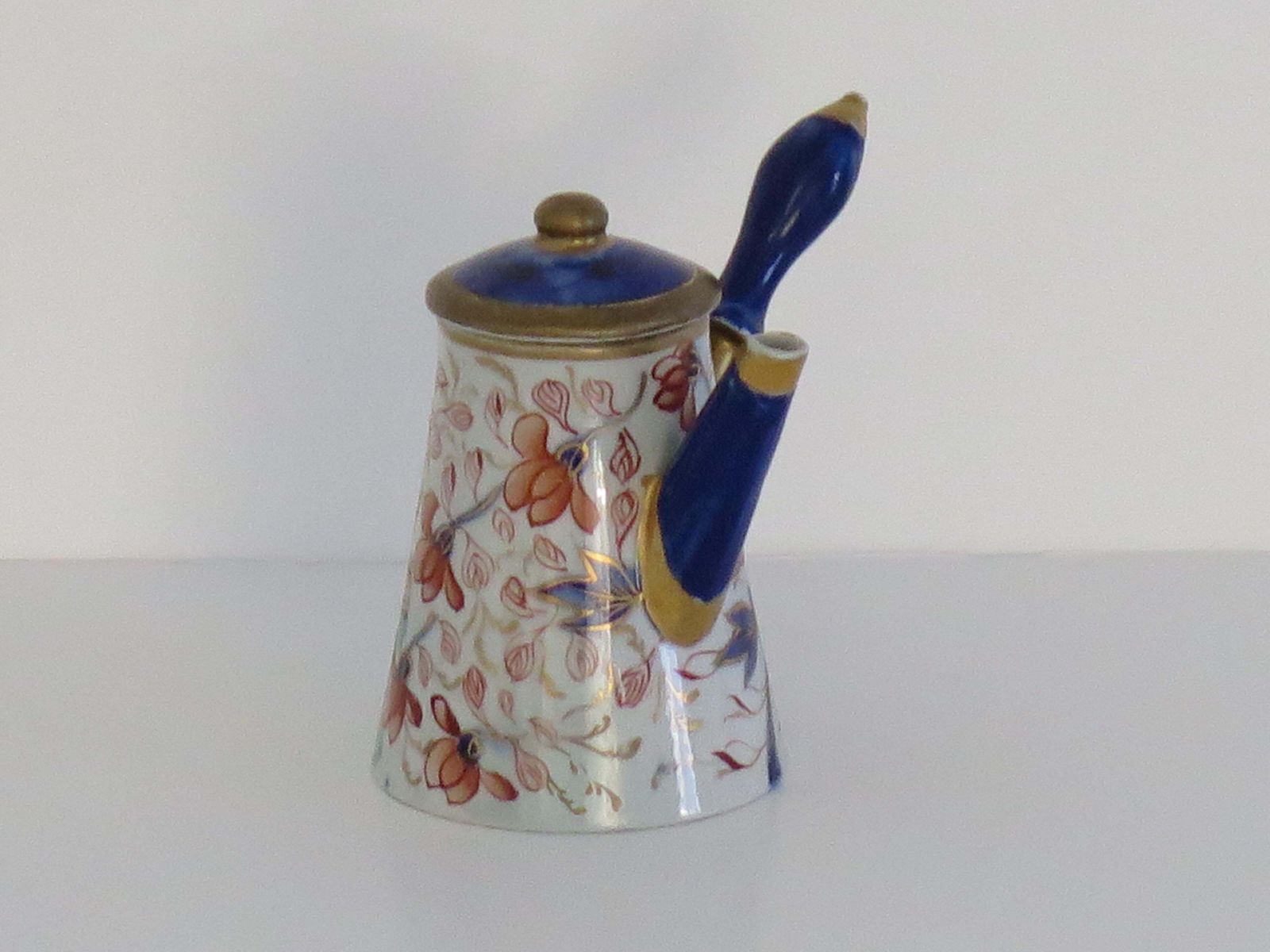 Very Rare Masons Ironstone Miniature Coffee Pot In Gold Rose Japan Ptn, Ca 1820 photo for sale