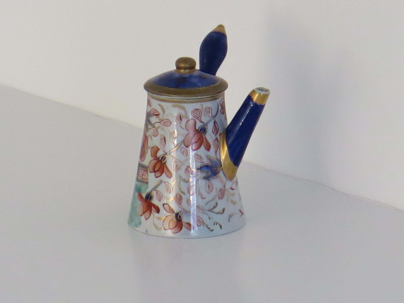 Very Rare Masons Ironstone Miniature Coffee Pot In Gold Rose Japan Ptn, Ca 1820 photo buy
