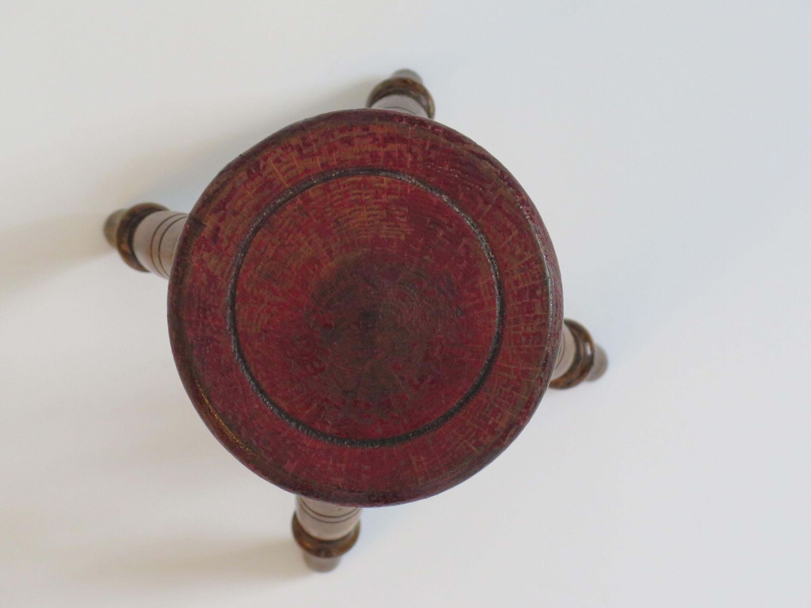 Rare Small Candle Stand Or Stool Hand Turned Wood, English Victorian Circa 1850 photo vinterior