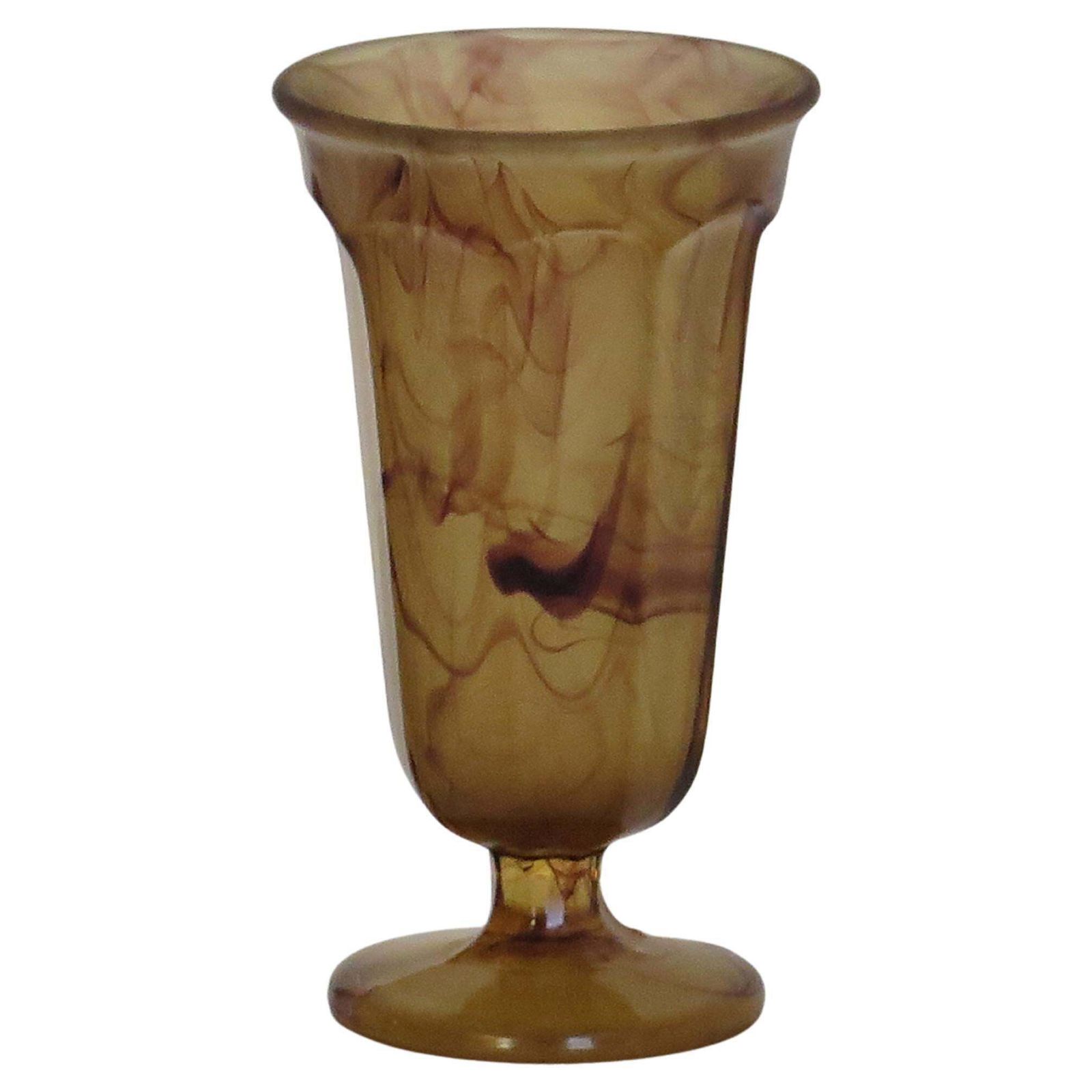 Art Deco Glass Vase By George Davidson In Amber Cloud Glass, Circa 1930s