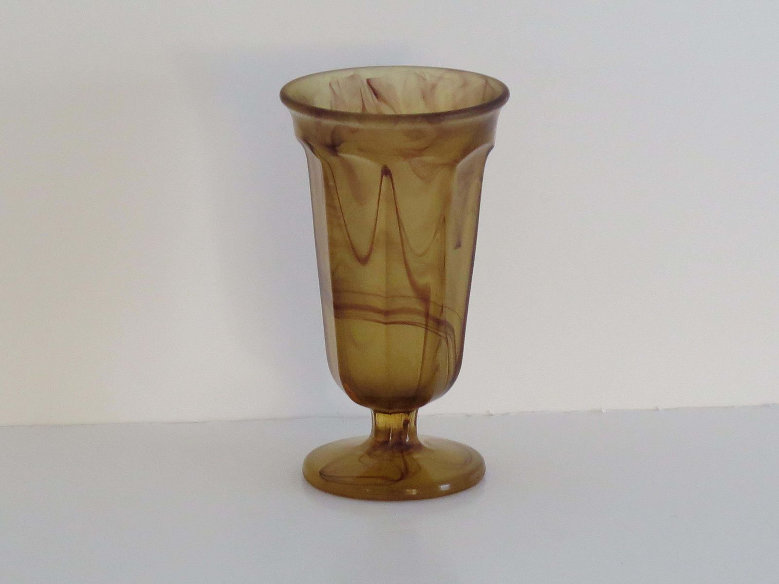 Art Deco Glass Vase By George Davidson In Amber Cloud Glass, Circa 1930s photo for sale