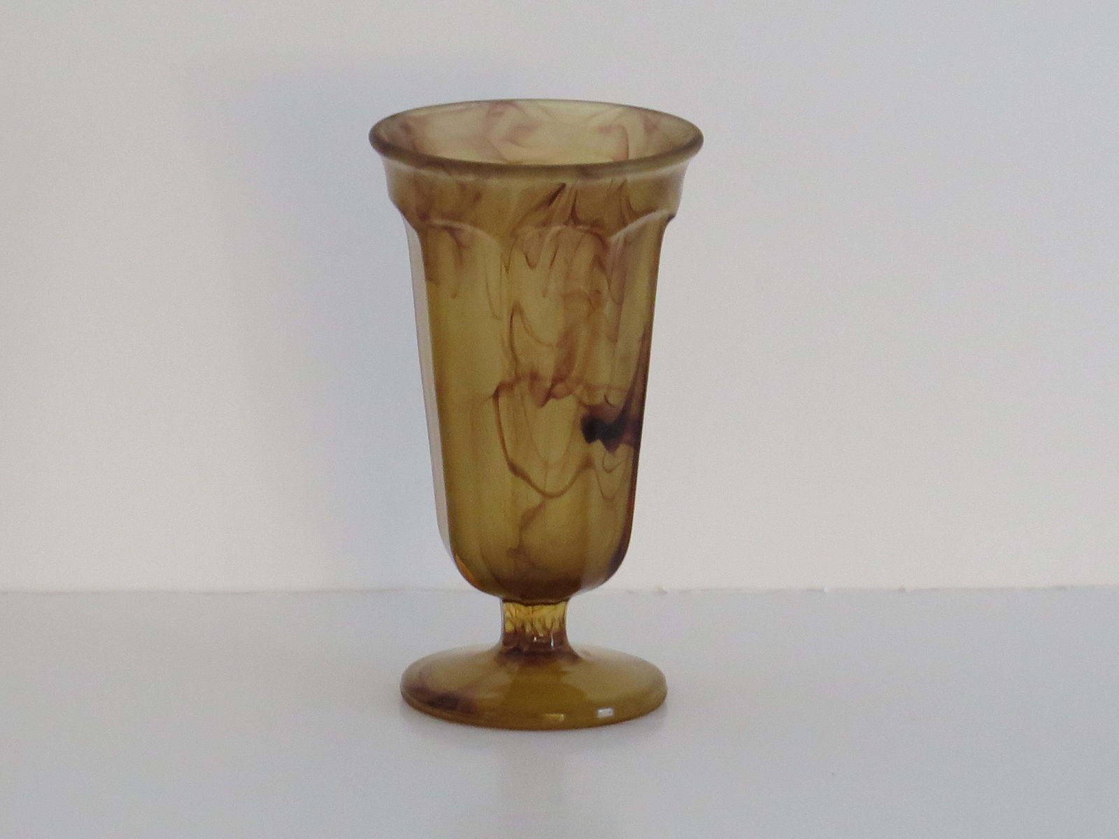 Art Deco Glass Vase By George Davidson In Amber Cloud Glass, Circa 1930s photo 199.0