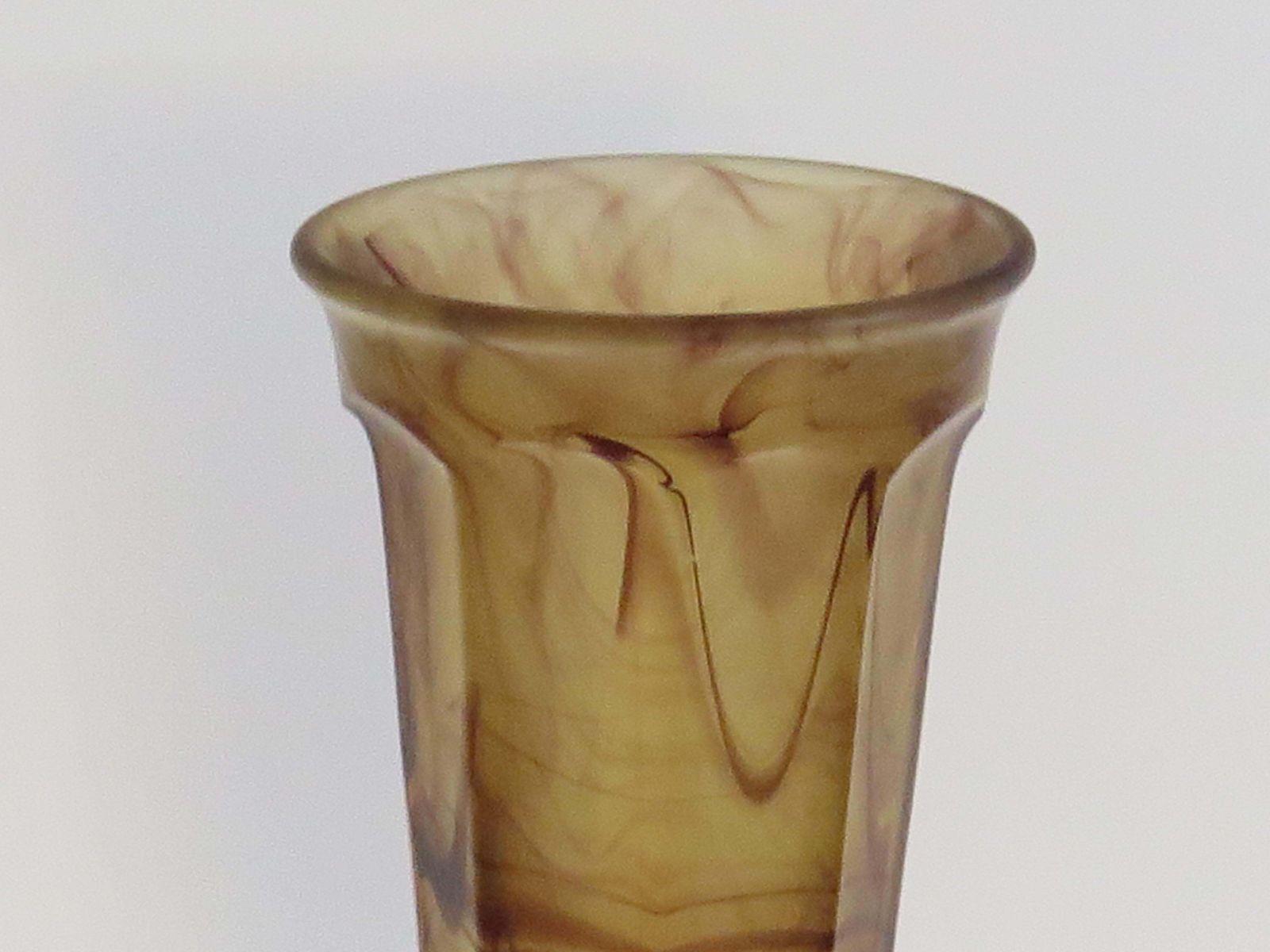 Art Deco Glass Vase By George Davidson In Amber Cloud Glass, Circa 1930s photo vintage