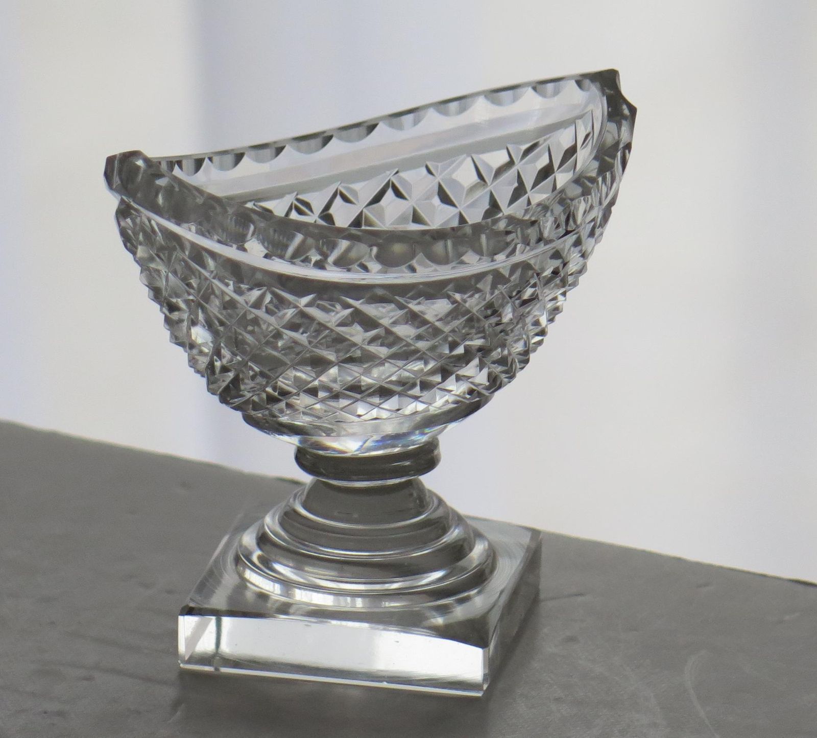 Irish 18th Century Georgian Cut Glass Salt With Stepped Foot, Ca 1790 photo buy