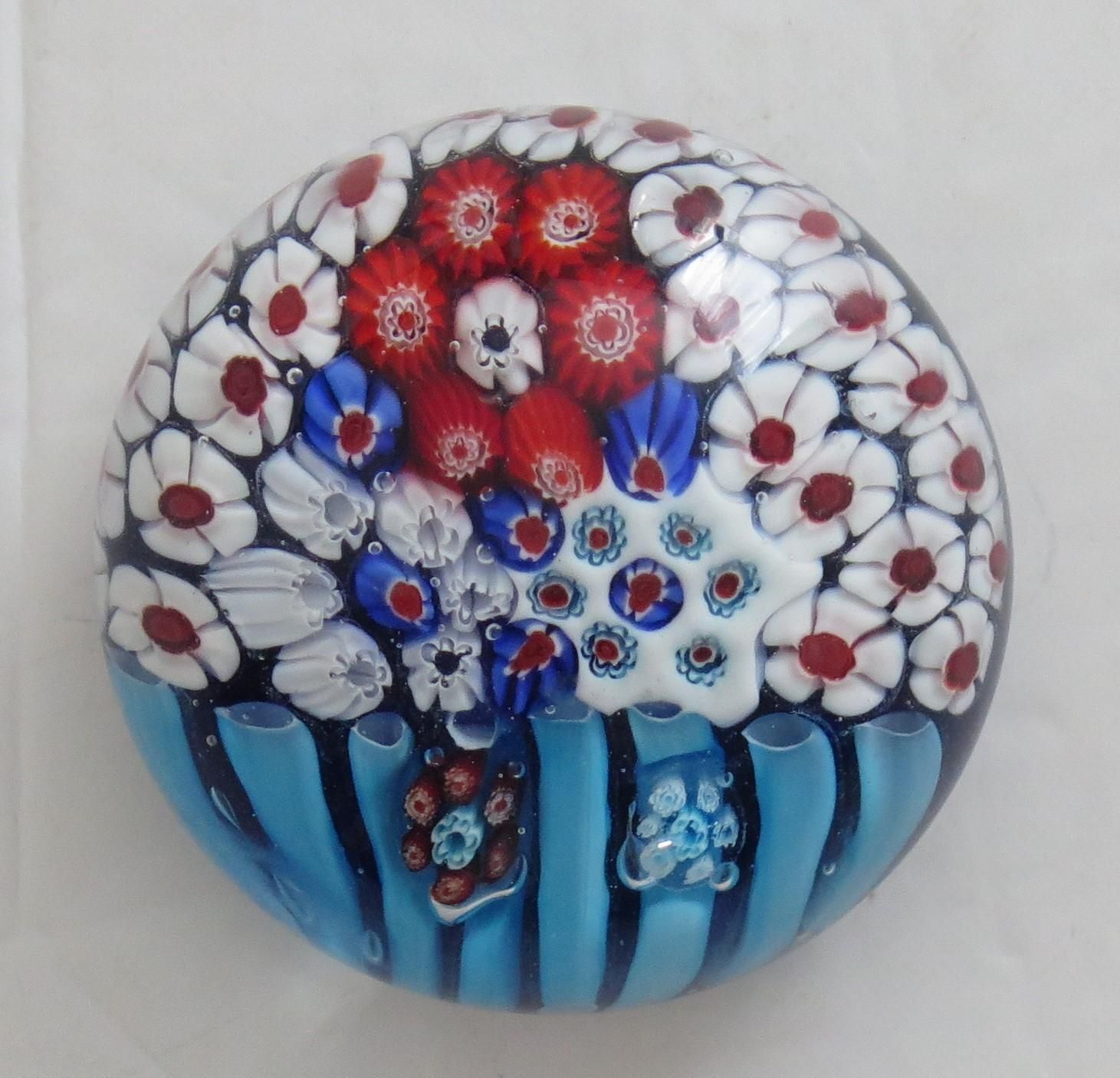Glass Millefiori Paperweight By Strathearn Or Perthshire Scotland, Circa 1970 photo vinterior