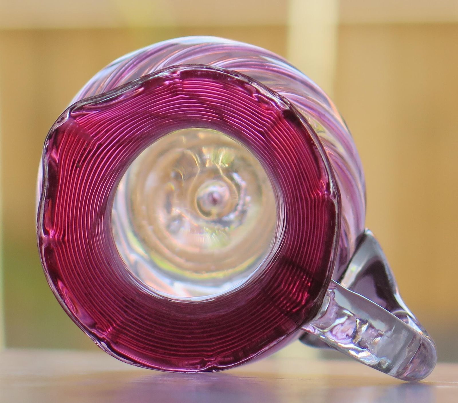 19th Century Cranberry Glass Milk Or Cream Jug Wrythen Moulded, English Ca 1870 photo vinterior