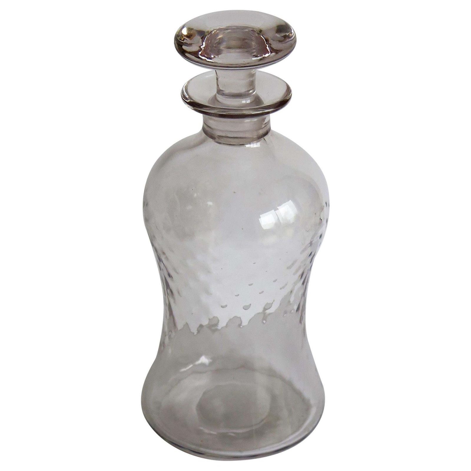 Edwardian Blown Glass Decanter Dimple Moulded With Mushroom Stopper, Circa 1900
