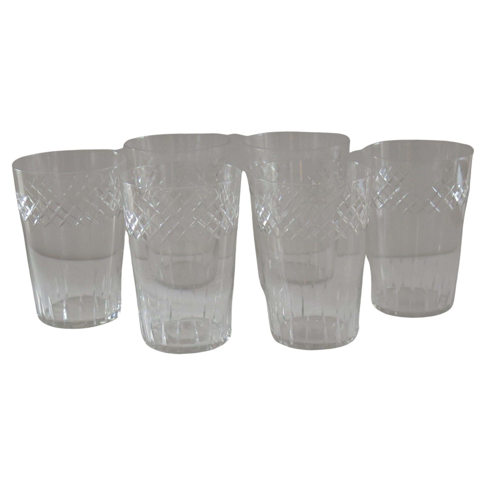 Set Of Six Edwardian Glass Tumblers Engraved Drinking Glasses, Circa 1905 photo 290.0
