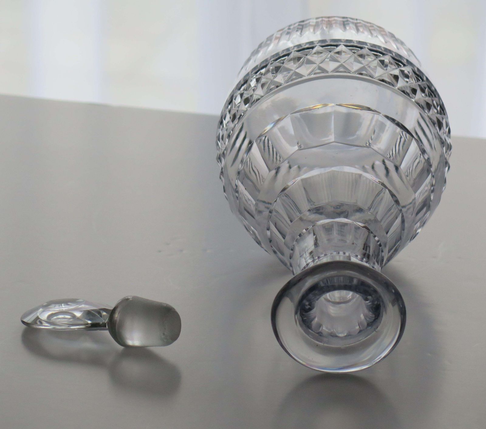 Fine Georgian Cut Glass Crystal Decanter Lozenge Stopper, Irish Circa 1800 photo furniture
