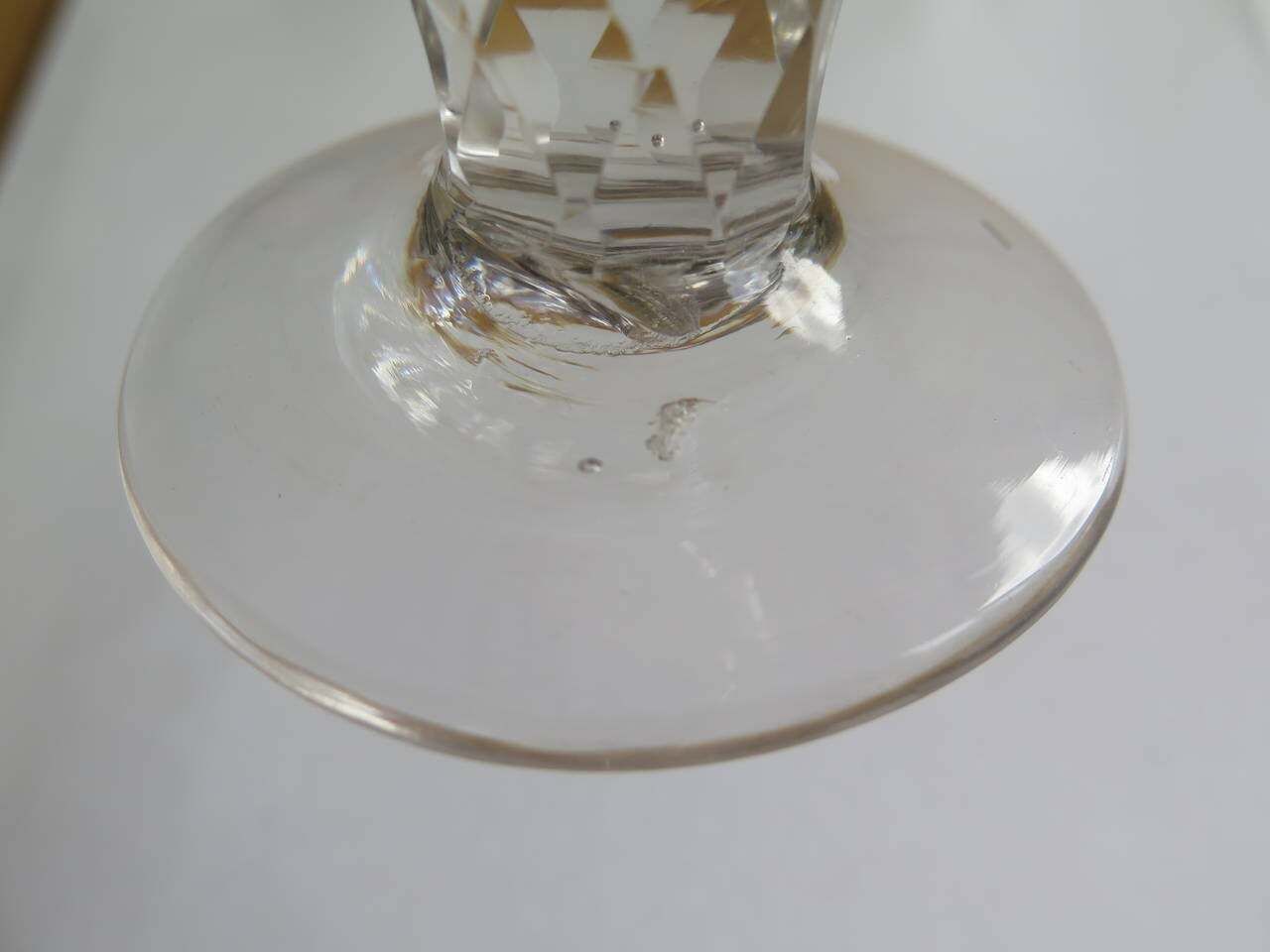 photo furniture George III Firing Drinking Glass Hand Blown Facet Stem Engraved Bowl, Circa 1785
