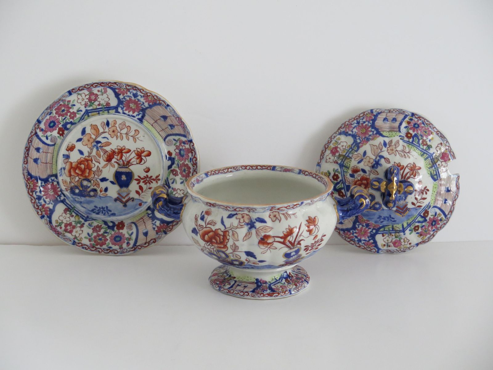 Georgian Masons Ironstone Sauce Tureen & Base Plate Vase & Rock Ptn, Circa 1818 photo furniture
