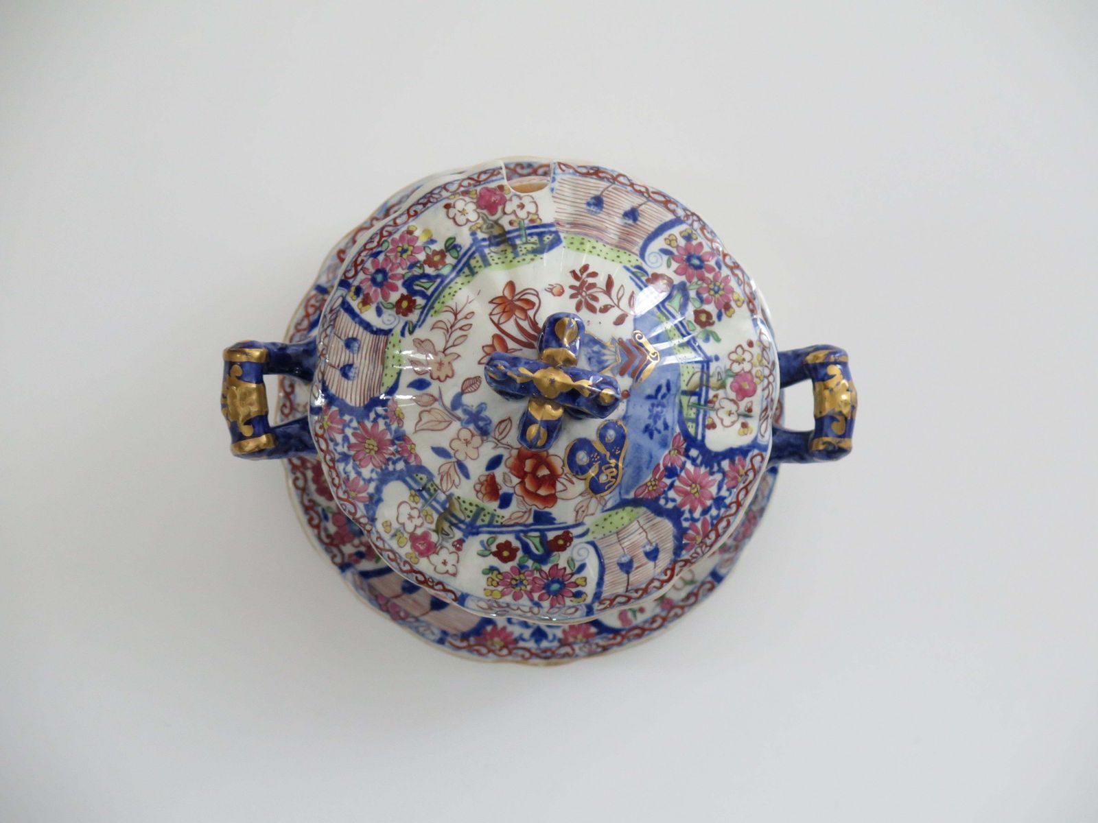 photo furniture Georgian Masons Ironstone Sauce Tureen & Base Plate Vase & Rock Ptn, Circa 1818