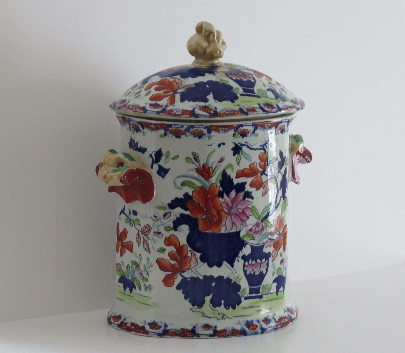 Rare Georgian Masons Ironstone Bread Bin In Vase And Jardinière Ptn,  Circa 1815 photo vinterior