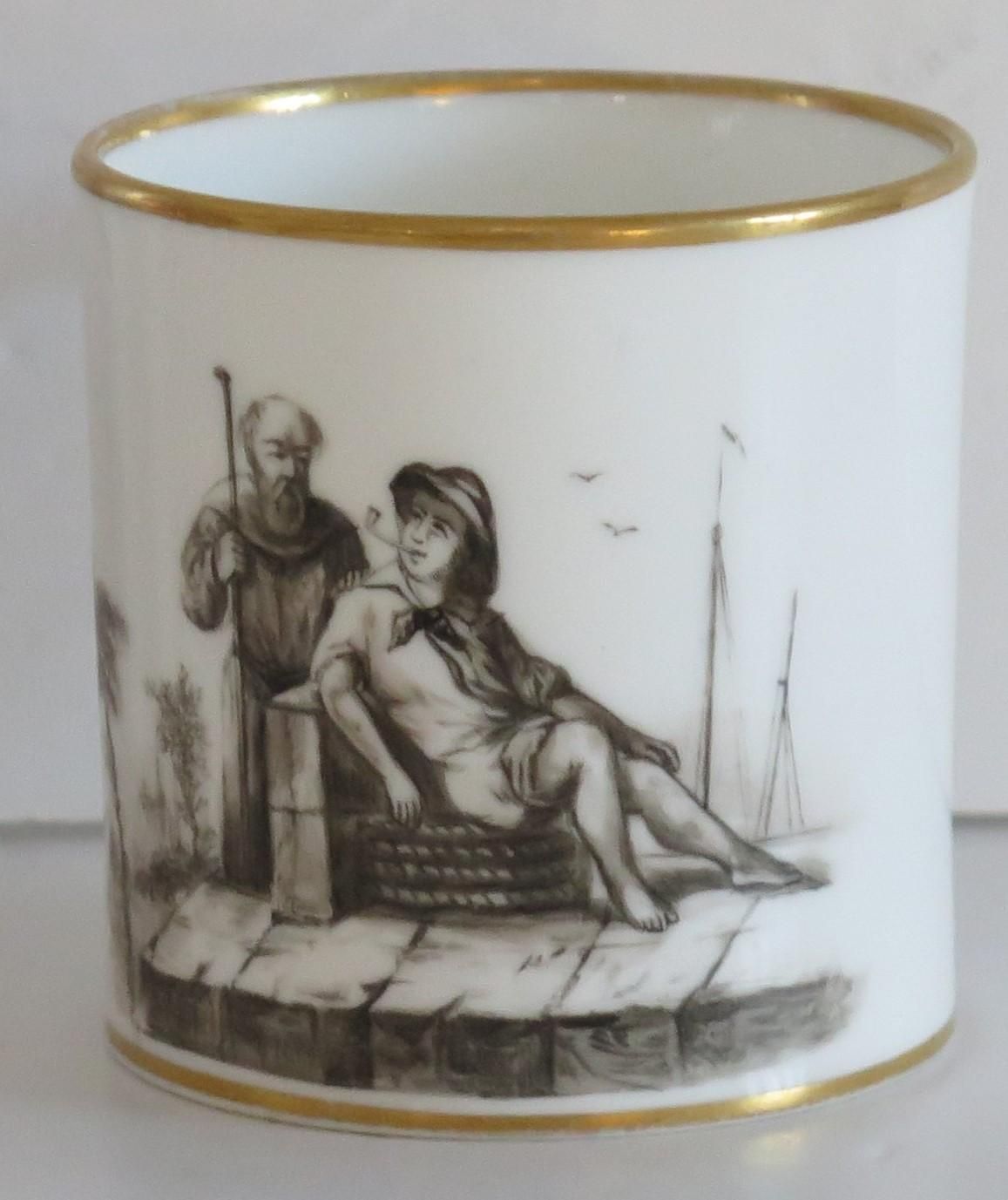 Fine Old Paris Porcelain Coffee Can "En Grisaille", French Circa 1810 photo furniture