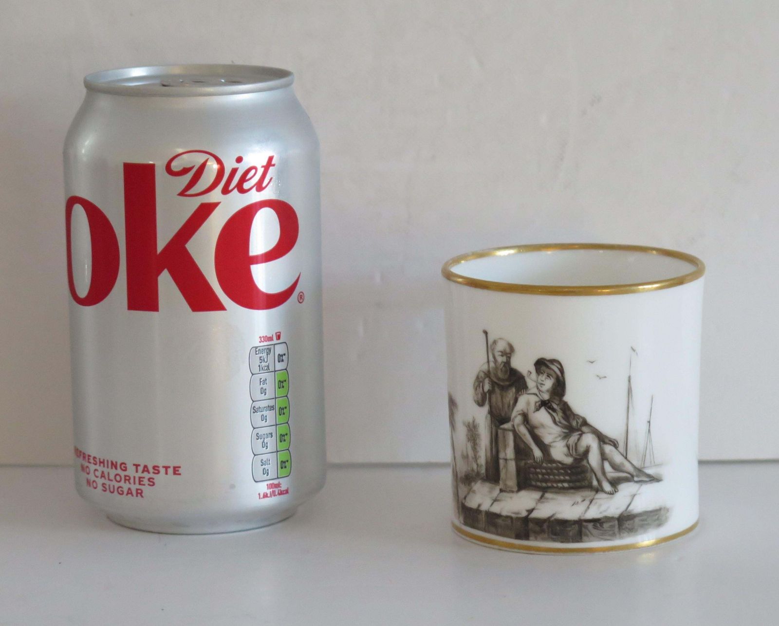 Fine Old Paris Porcelain Coffee Can "En Grisaille", French Circa 1810 photo buy