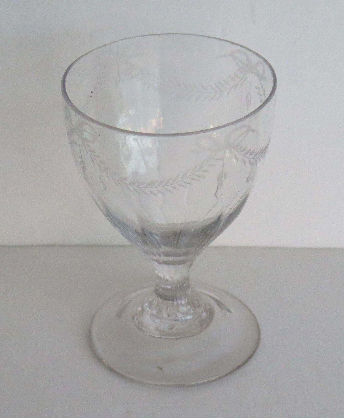 Georgian Rummer Drinking Glass Engraved Handblown Lead Glass, English, Ca 1800 photo 425.0