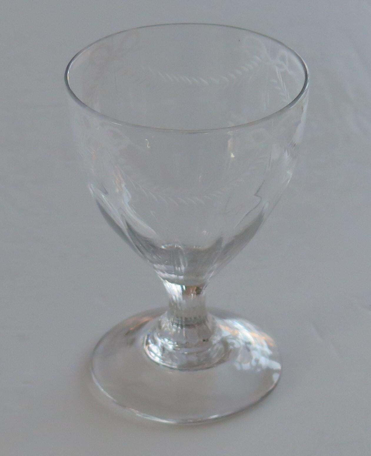 photo furniture Georgian Rummer Drinking Glass Engraved Handblown Lead Glass, English, Ca 1800