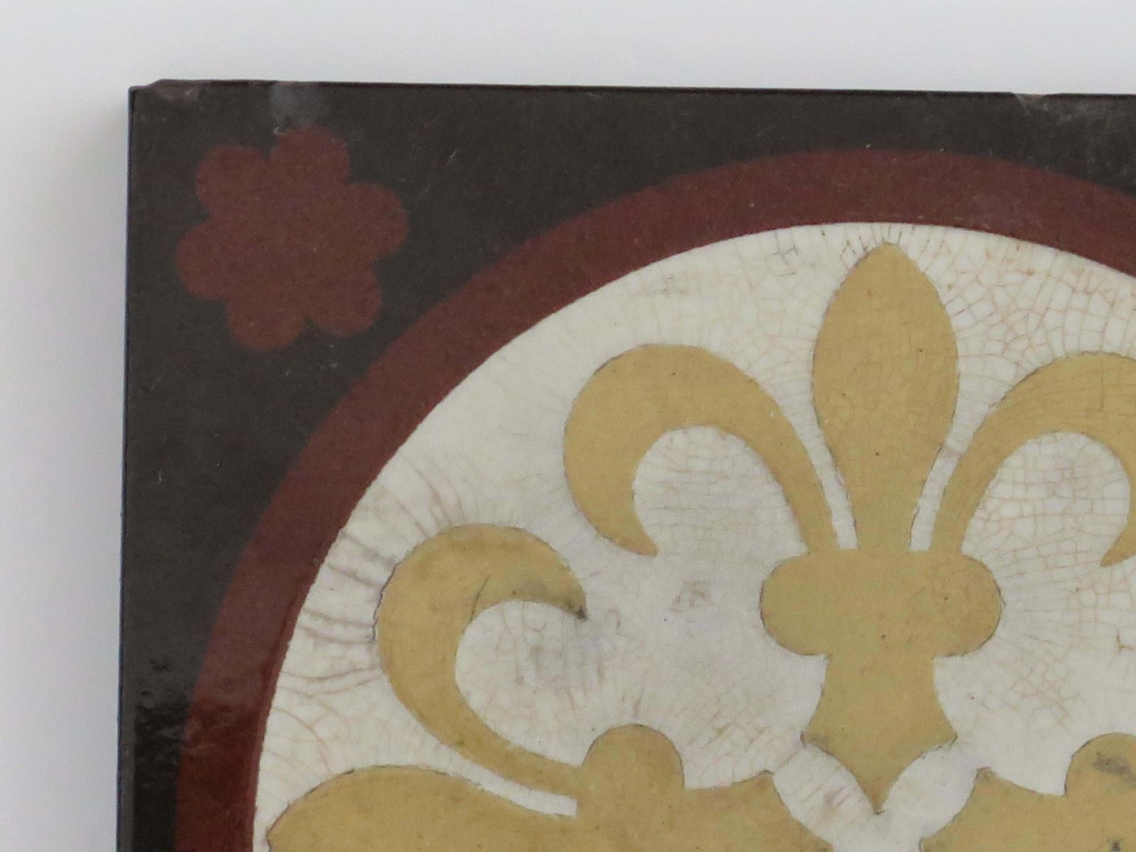 Ceramic Tile By William Godwin In Fleur De Lis Pattern, English 19th Century photo Home Fixtures