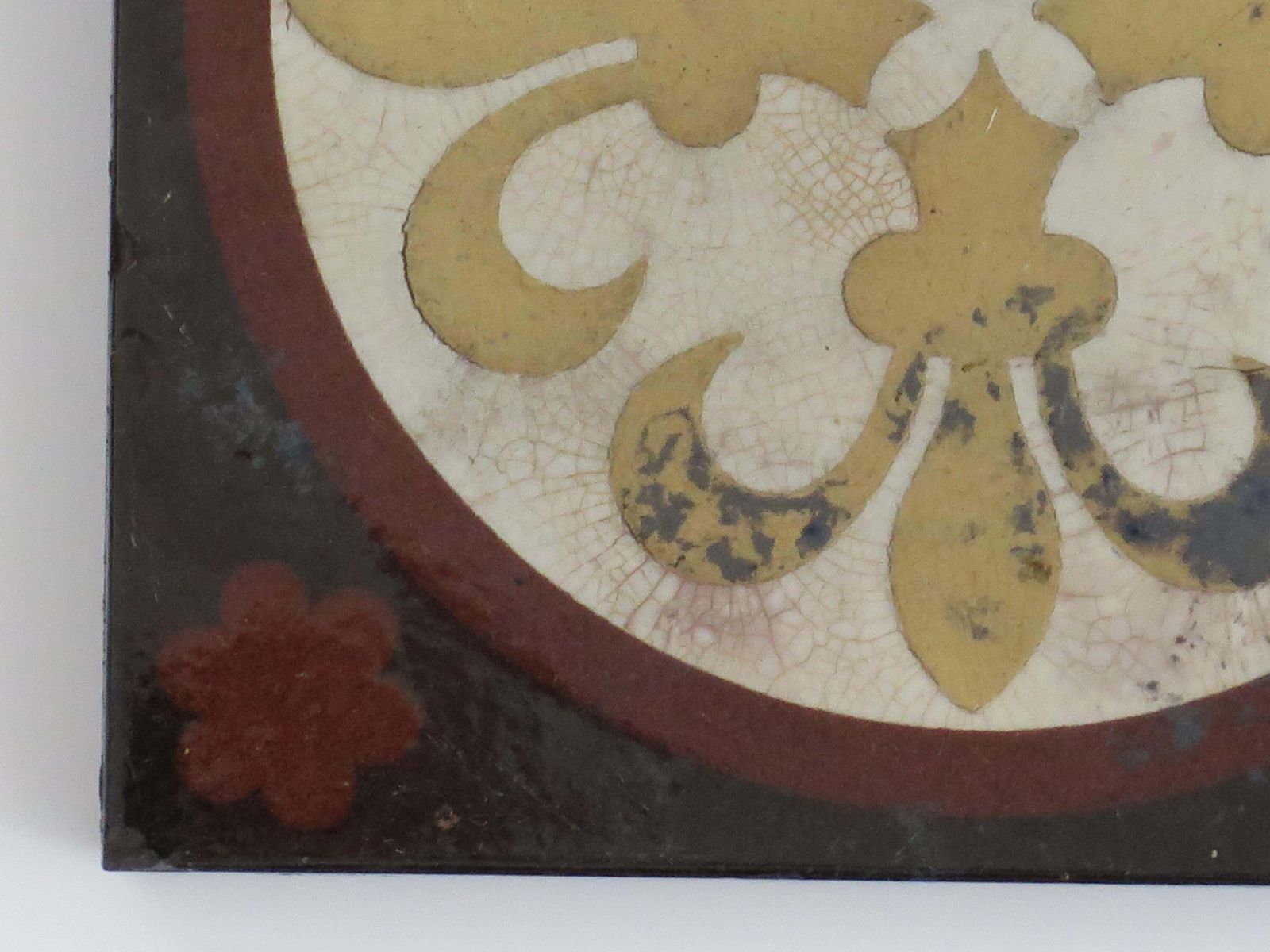 Ceramic Tile By William Godwin In Fleur De Lis Pattern, English 19th Century photo buy
