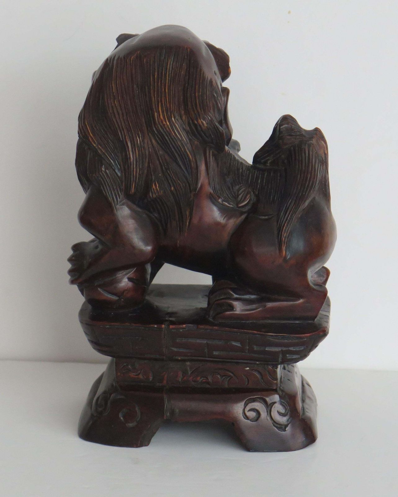 photo for sale Chinese Foo Dog Hardwood Hand Carved And Signed, Qing Circa 1900