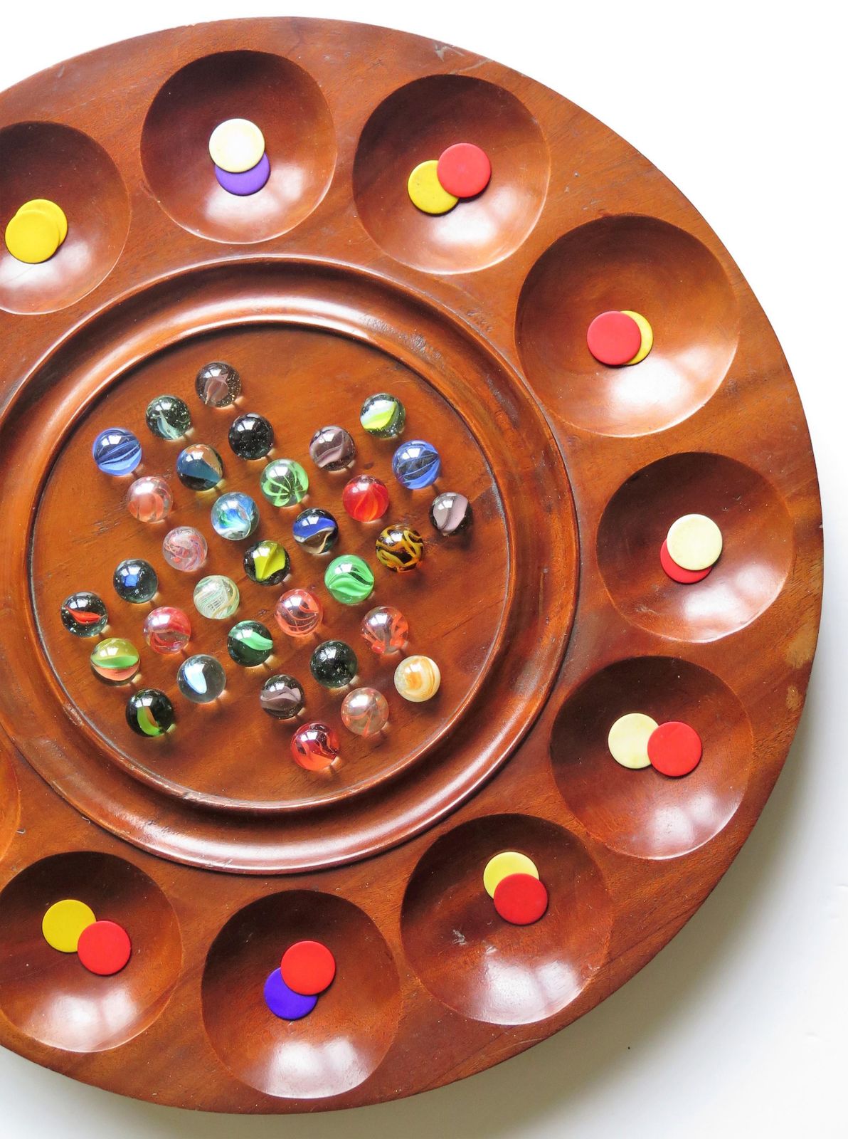 Combination Board Game Of Marble Solitaire And Tiddlywinks, Circa 1925 photo vintage