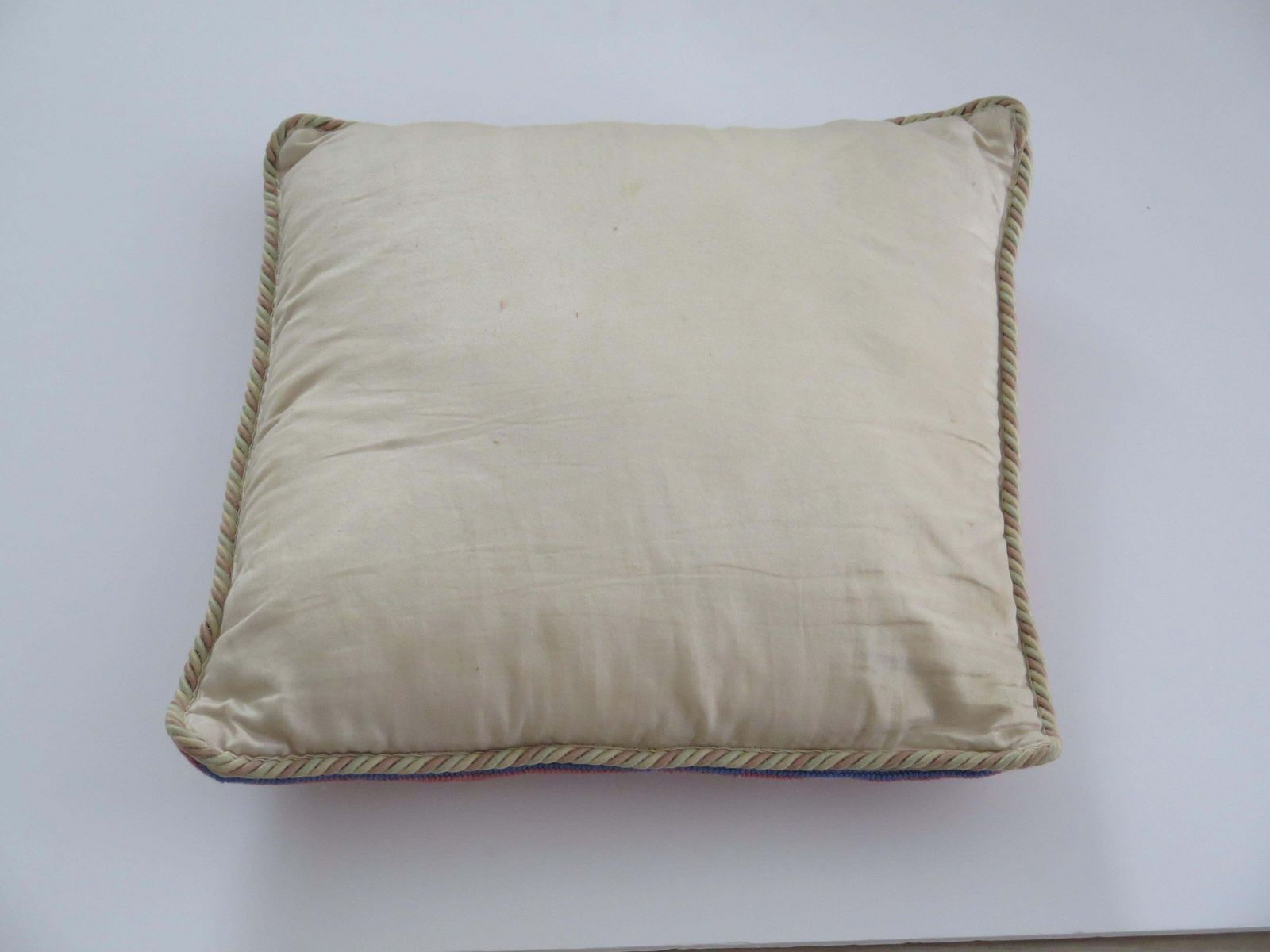 Textiles Woven Cushion Or Pillow With Flower Vase Pattern In Pastel Shades, Circa 1930s photo