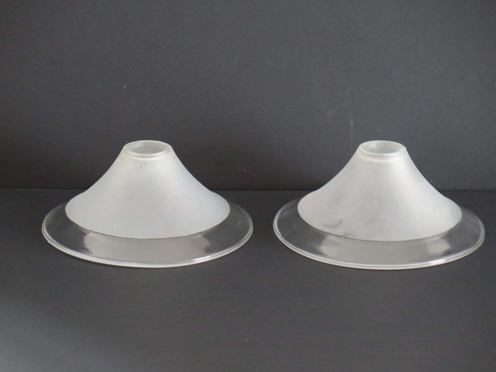 Art Deco Period Glass Lampshades Pair (C) Conical & Frosted, Circa 1925 photo for sale