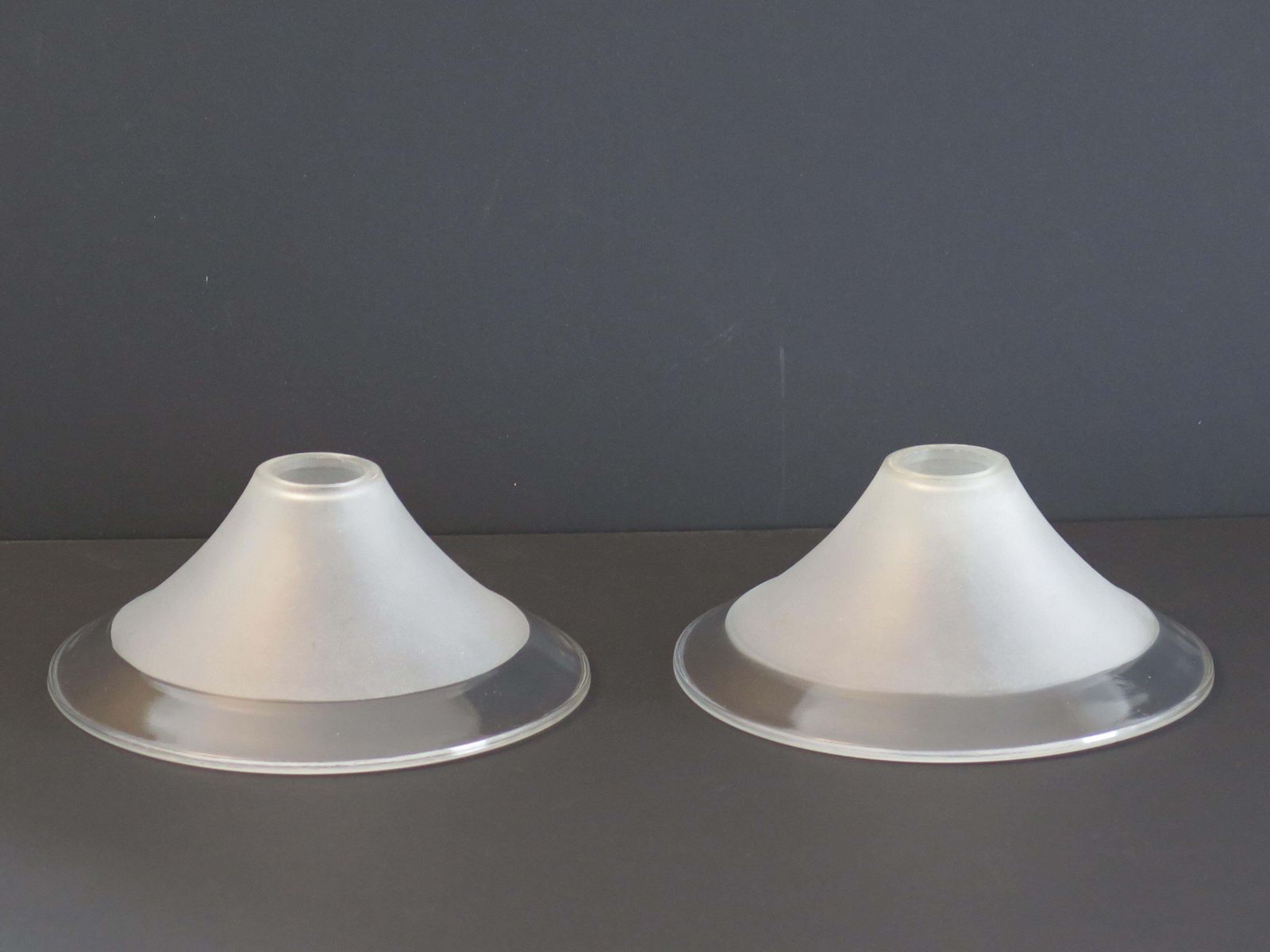 photo for sale Art Deco Period Glass Lampshades Pair (B) Conical & Frosted, Circa 1925