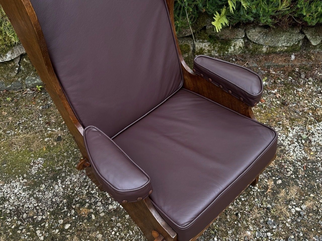 A Nigel Rupert Griffiths Monastic Carved Oak Leather Fireside Chair / Armchair photo buy