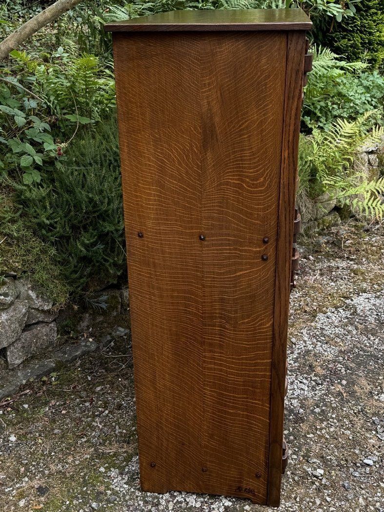 photo vintage A Nigel Griffiths Monastic Carved Oak Flemish Drinks Cabinet / Wine Cupboard