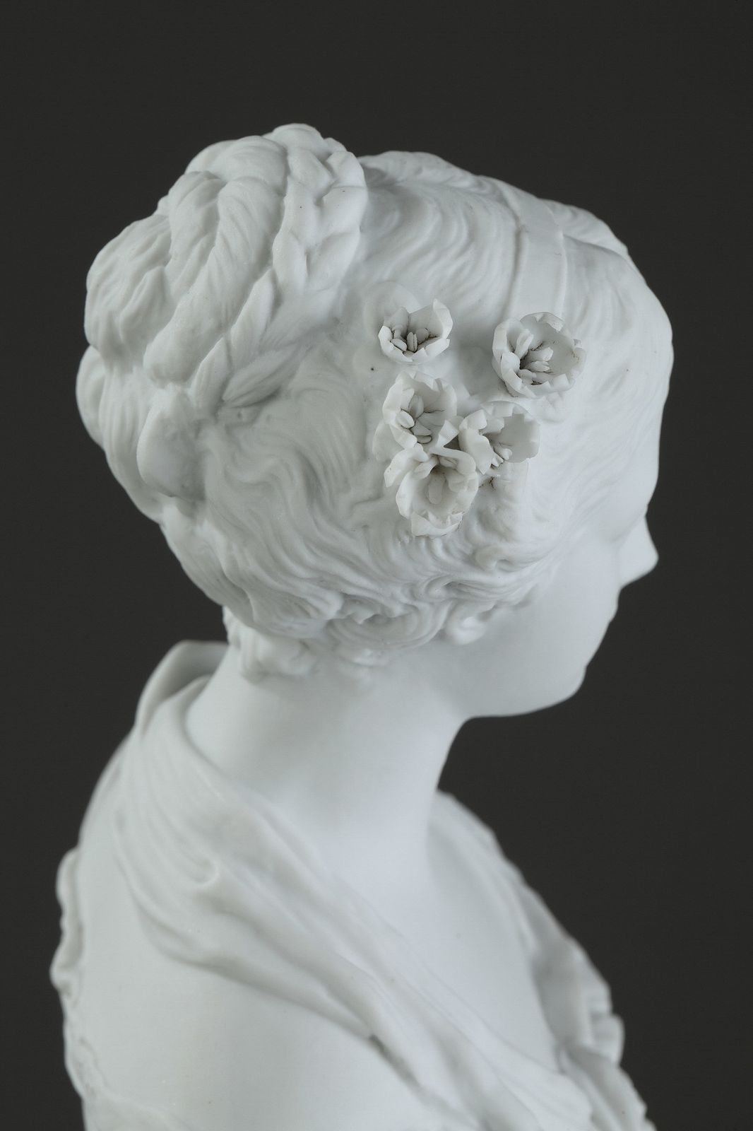 Home Decor Biscuit Statuette "Young Woman With Flowers"  19th Century Period photo