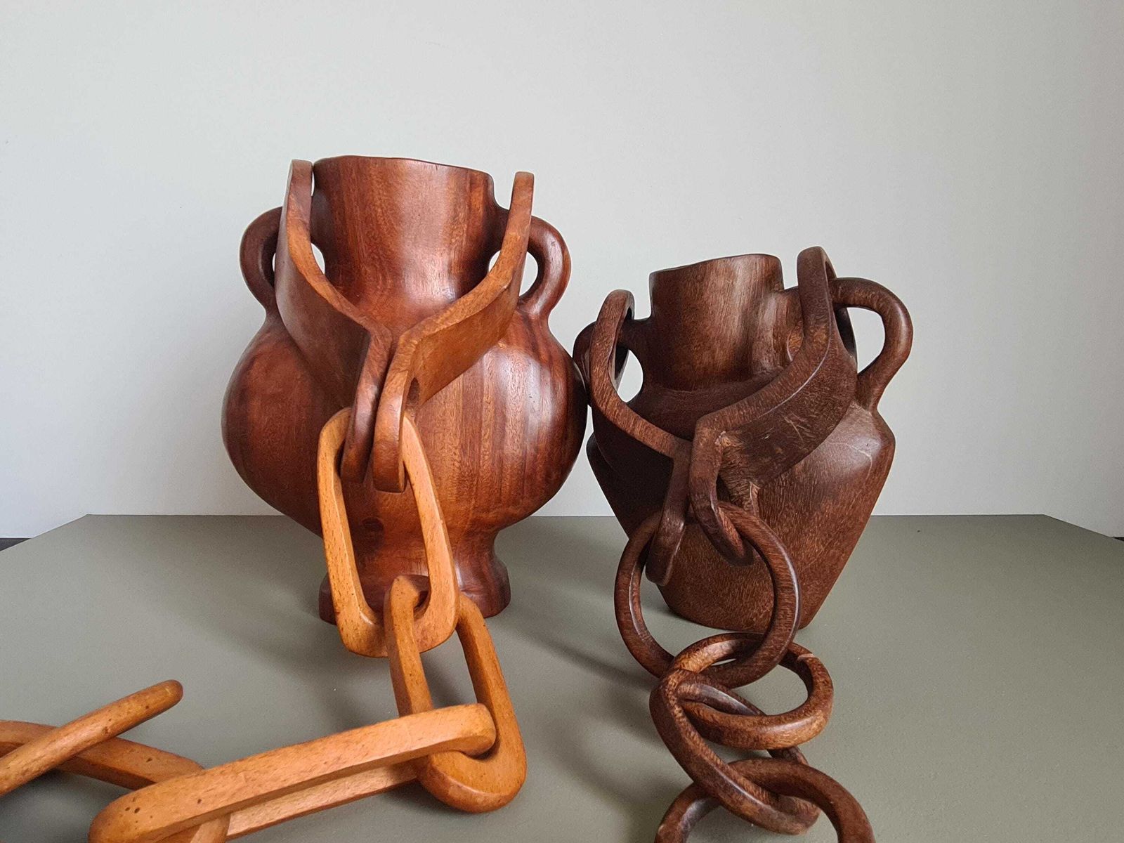 Hanging Vase In Solid Wood Carved From The Mass / Handmade / 1960s / Mid Century / Decoration / 20th Century / Brutalist photo buy