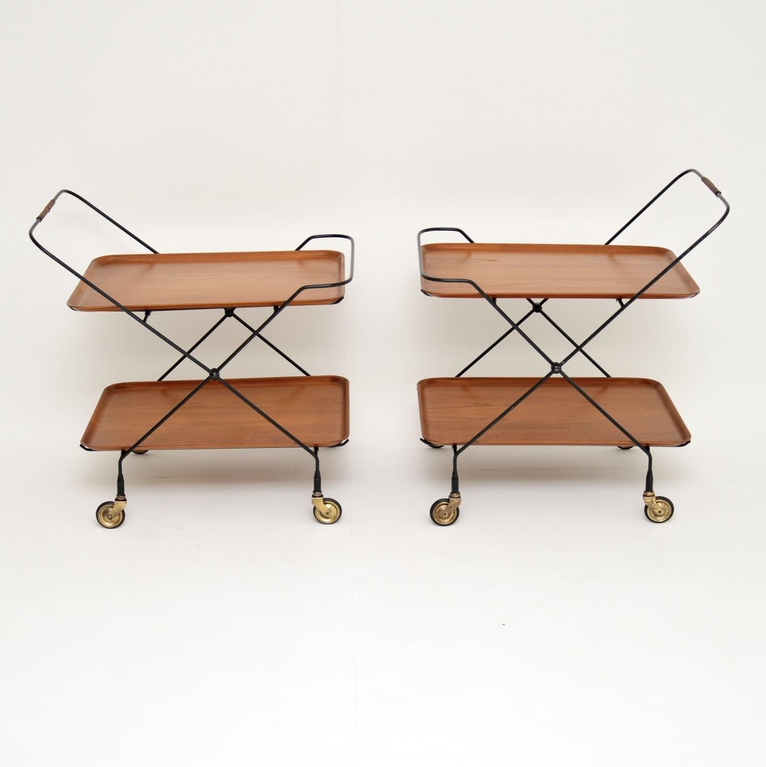 Pair Of Vintage Swedish Teak Side Tables / Trolleys photo furniture